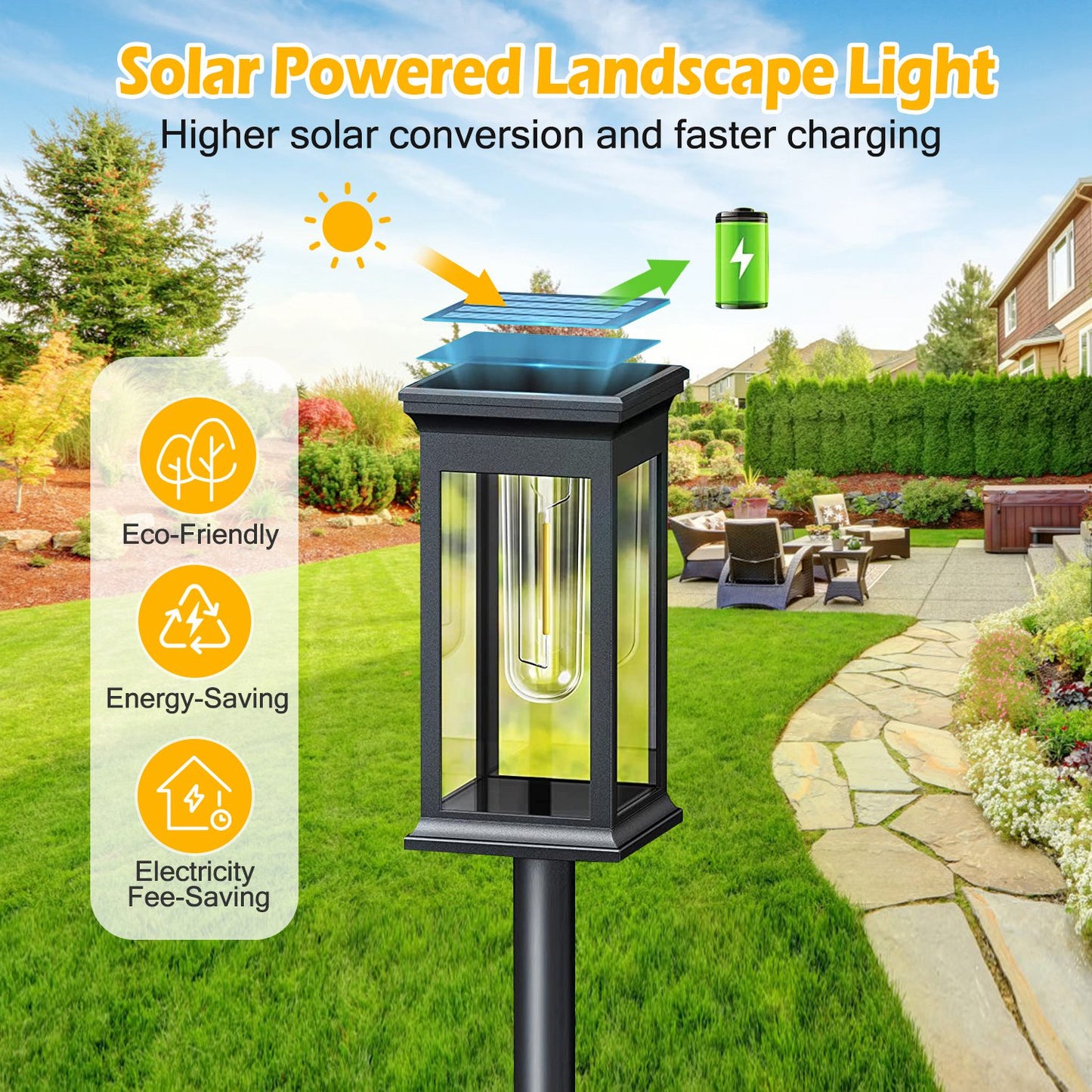 6Pack Solar Powered Stake Light Outdoor Decorative Landscape Lamp IP65 Waterproof Auto On Off Outdoor Light For Pathway Garden Yard Patio