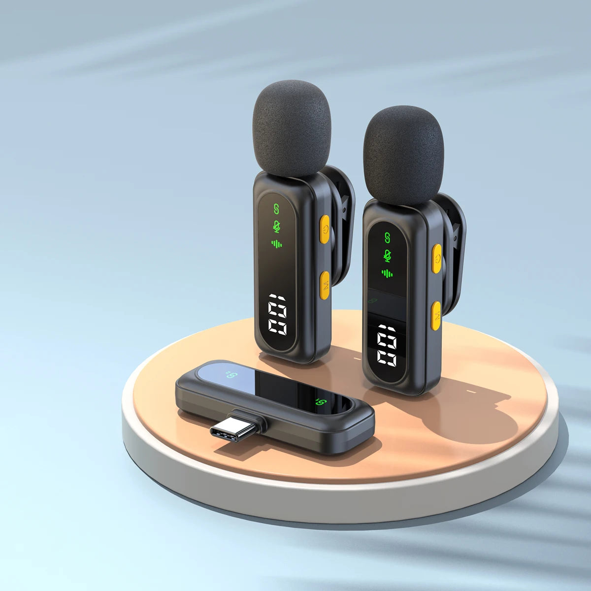 J21 Wireless Lavalier Lapel Microphone Audio Video Recording Mini Mic for iPhone Android Mic Portable Noise Reduction Vlog Live