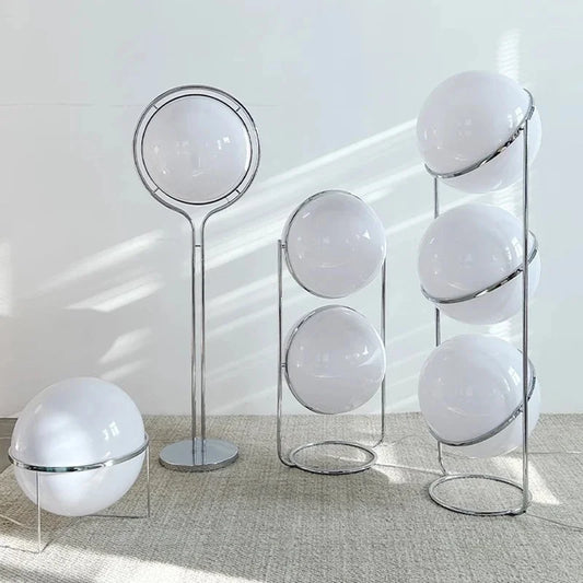 Garrault Delord Floor Lamp Chrome Metal White Acrylic Ball Floor Light Living Room Hotel Room Sofa Decoration Lamp