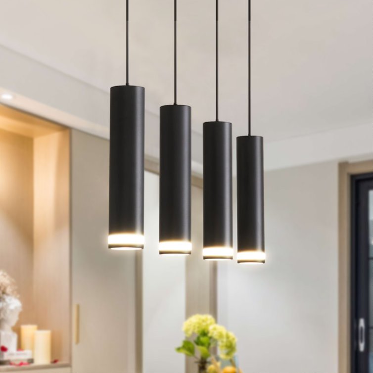 Angelina 6 - Light Matte Black Kitchen Island Pendant No Bulb