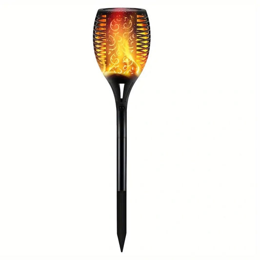 1pc Solar Powered Garden Lights, Outdoor Solar Pathway Torch Light With Flickering And Dancing Flame Light Landscape Lighting For Christmas Halloween Garden