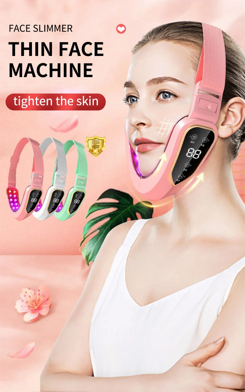 LED Photon Therapy Facial Slimming Vibration Massager Facial Lifting Device Facial Heated Double Chin V Face Vibration Massager