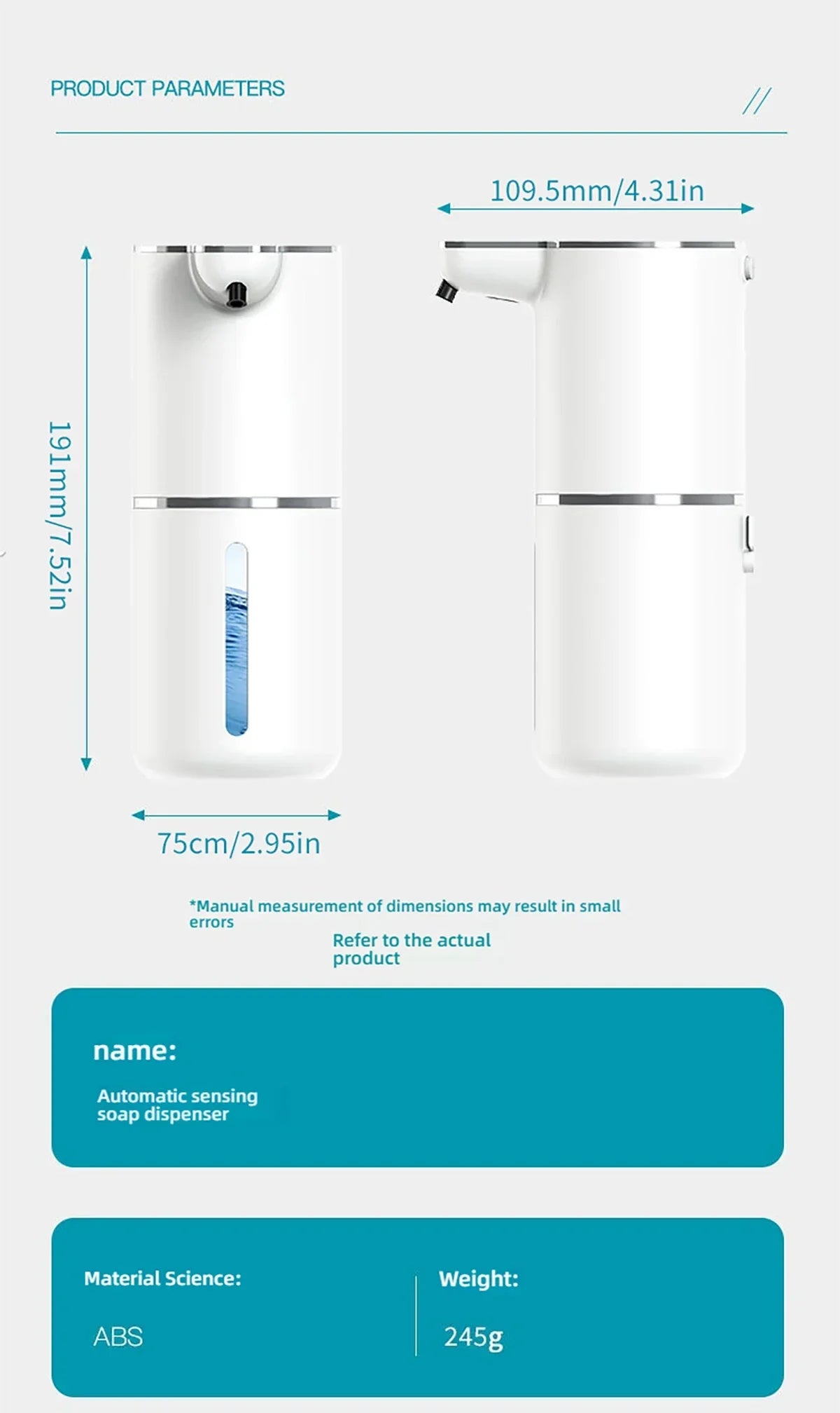 Waterproof Automatic Soap Dispenser 350ml Foaming Soap Dispenser Type C Rechargeable Electric  Adjustable Foam Soap Dispenser