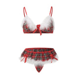 Women Sexy Christmas Lingerie Lace Lace Splicing Mesh Christmas Home Wear Pajamas Santa plus Size Lingerie Costumes for Women