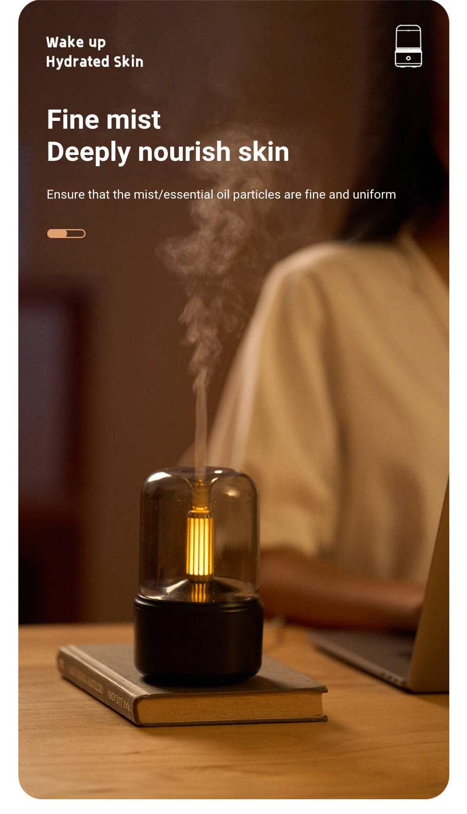 Candlelight Fire Flame Aromatherapy Essential oil Diffuser for Home Room Fragrance Ultrasonic  Air Humidifier USB Aroma Diffuser