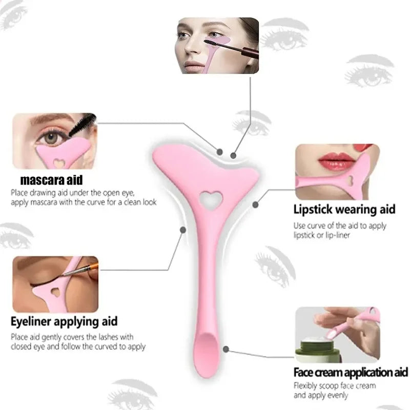 Multi-functional Eyeliner Stencil Wing Tips Silicone Eyeliner Aid Drawing Lipstick Wearing Aid Reusable Makeup Tools