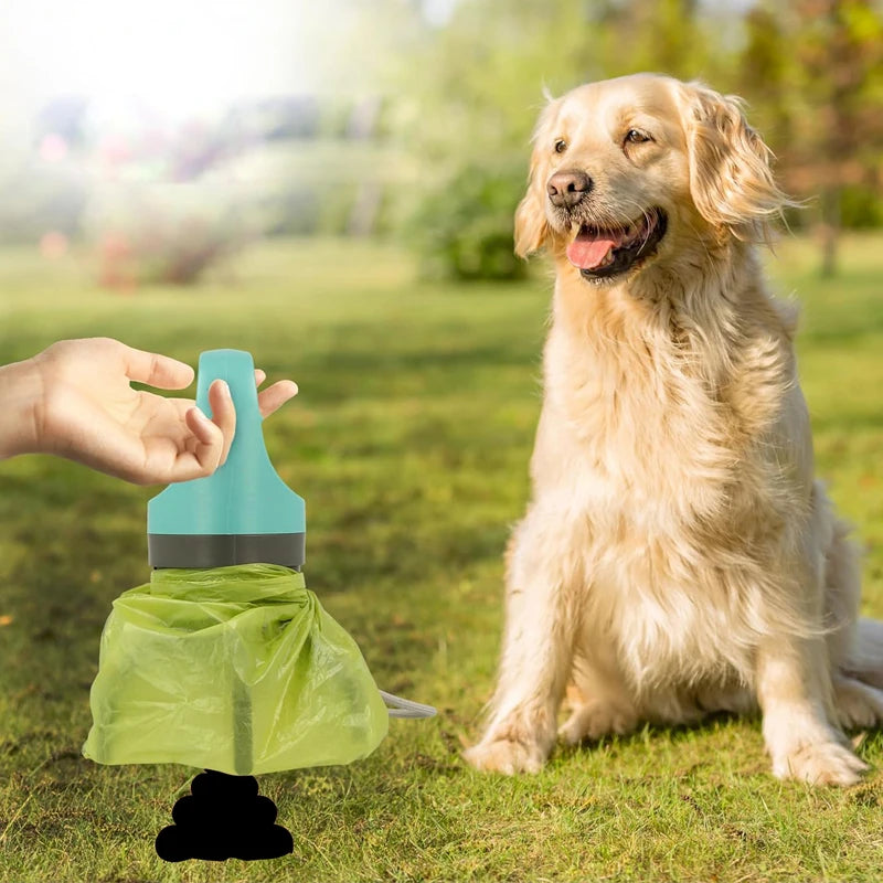 Portable Dog Pooper Scooper with Garbage Bag Outdoor Pet Poop Grabber Claw Fecal Shovel Picker Dog Fecal Collector Cleaning Tool