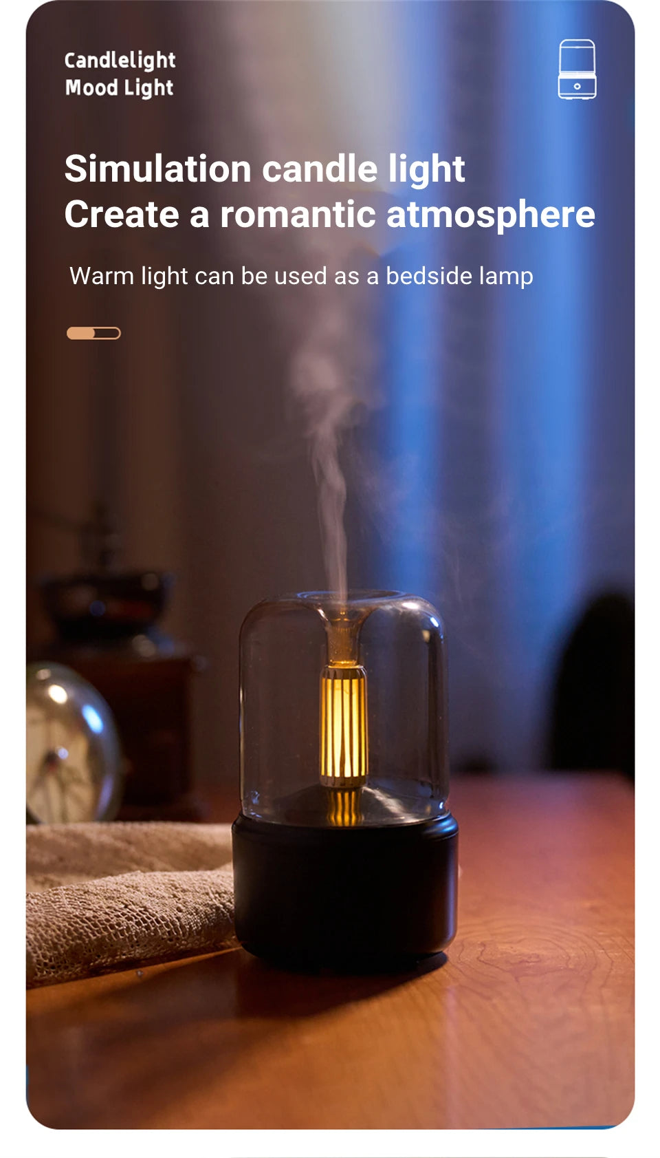 Candlelight Fire Flame Aromatherapy Essential oil Diffuser for Home Room Fragrance Ultrasonic  Air Humidifier USB Aroma Diffuser