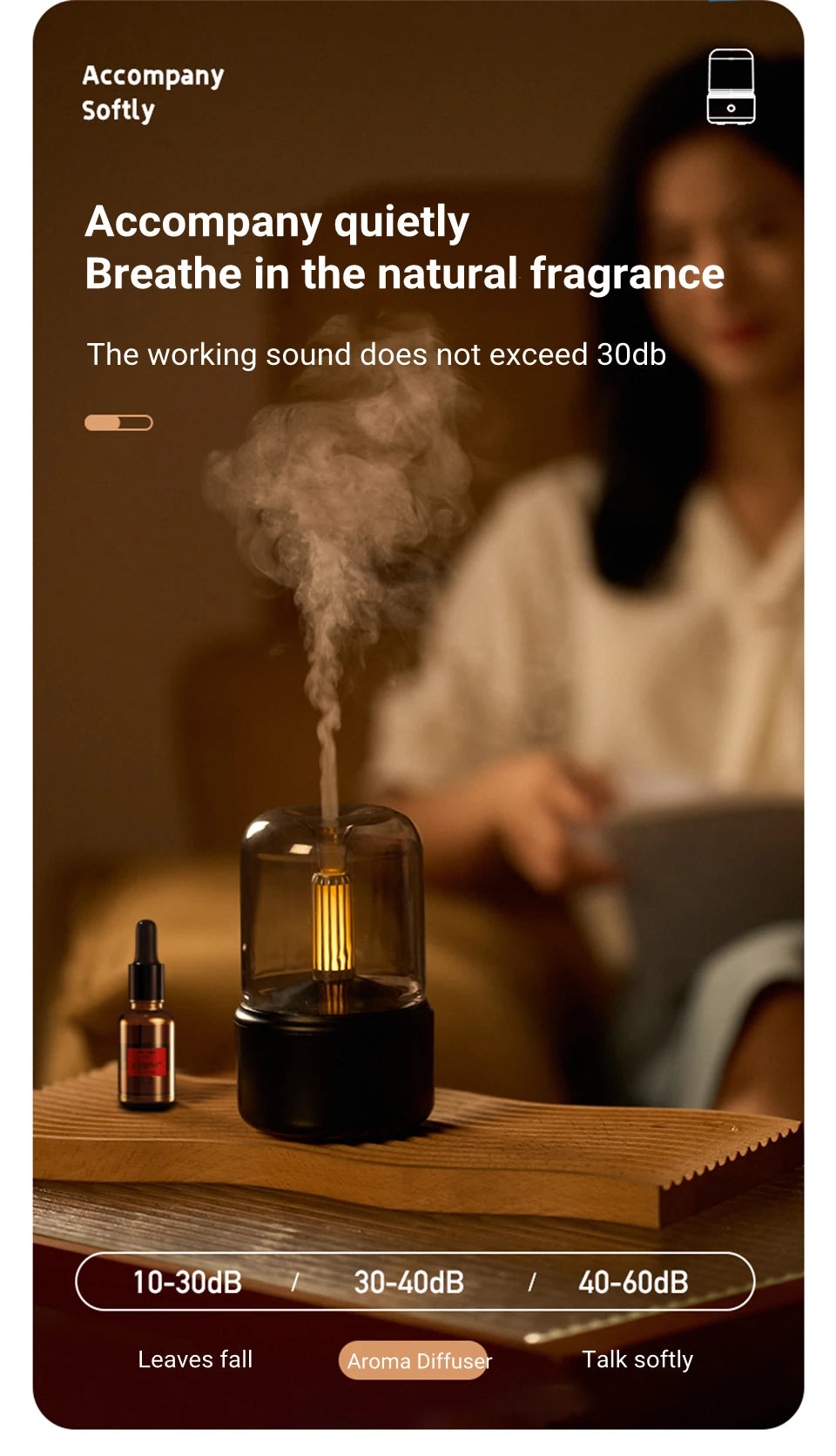 Candlelight Fire Flame Aromatherapy Essential oil Diffuser for Home Room Fragrance Ultrasonic  Air Humidifier USB Aroma Diffuser