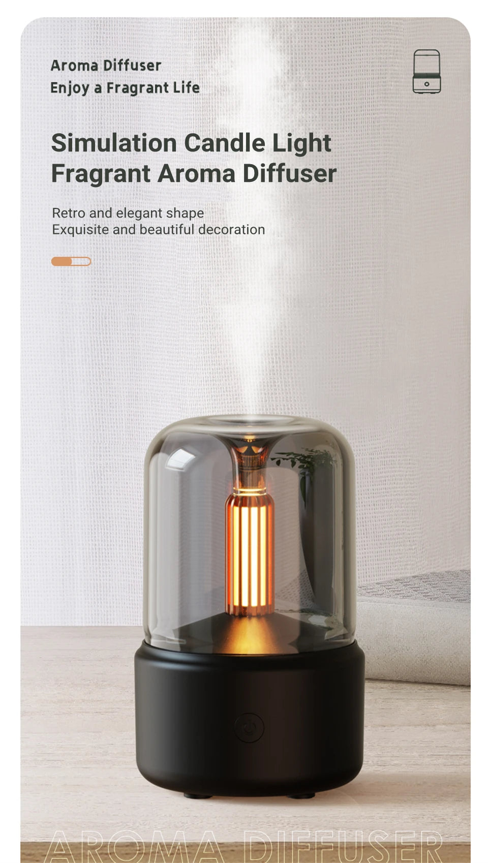 Candlelight Fire Flame Aromatherapy Essential oil Diffuser for Home Room Fragrance Ultrasonic  Air Humidifier USB Aroma Diffuser