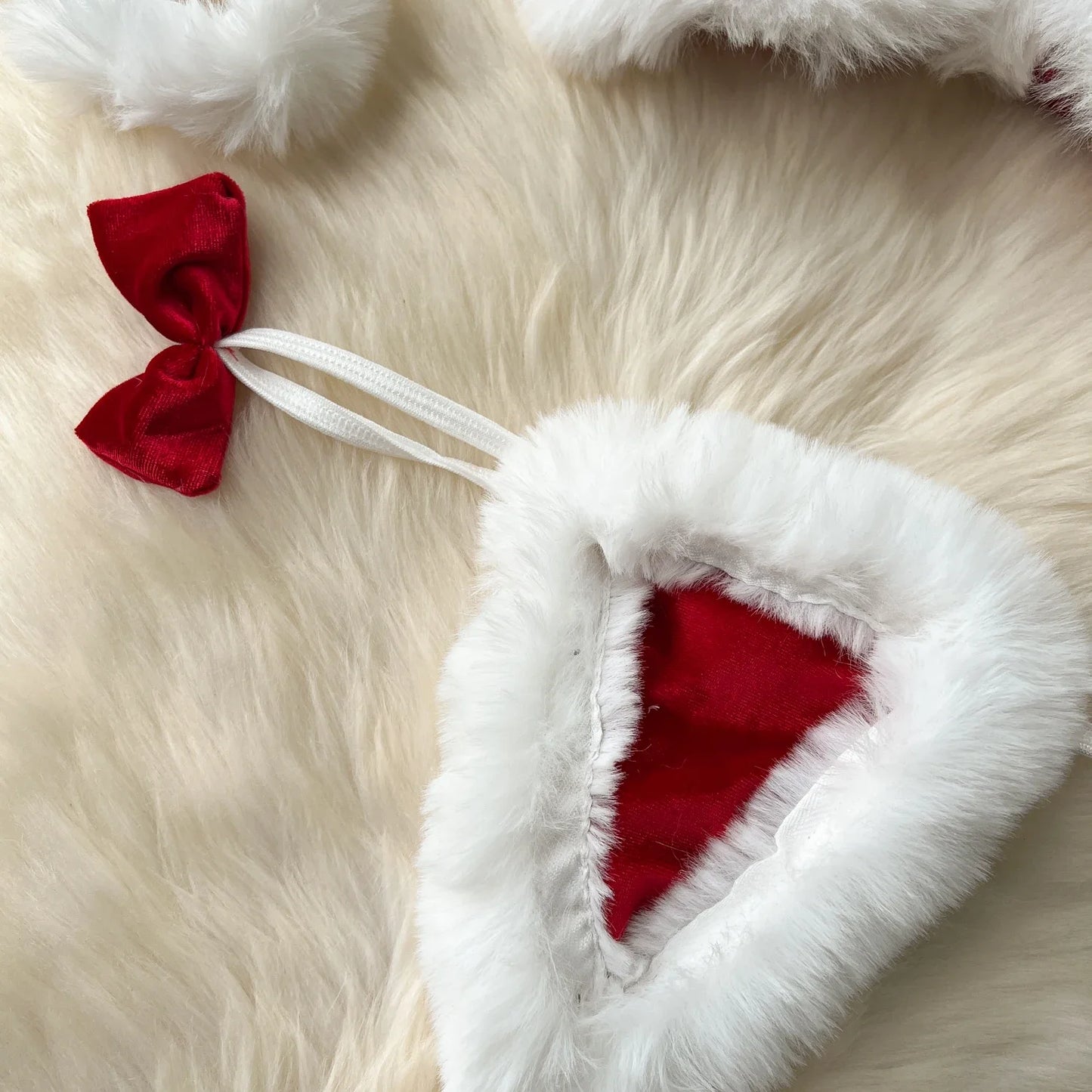 Women Sexy Christmas Velour Bra Brief Suits Fashion Intimate Lingerie 5 Piece Erotic Bras Thongs Outfits Underwear Sets