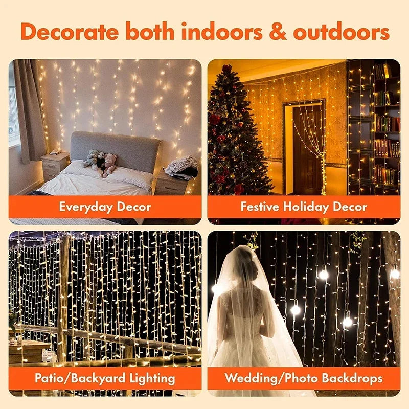 3M USB LED Curtain Garland – Fairy Lights for Christmas, Garden, and Events