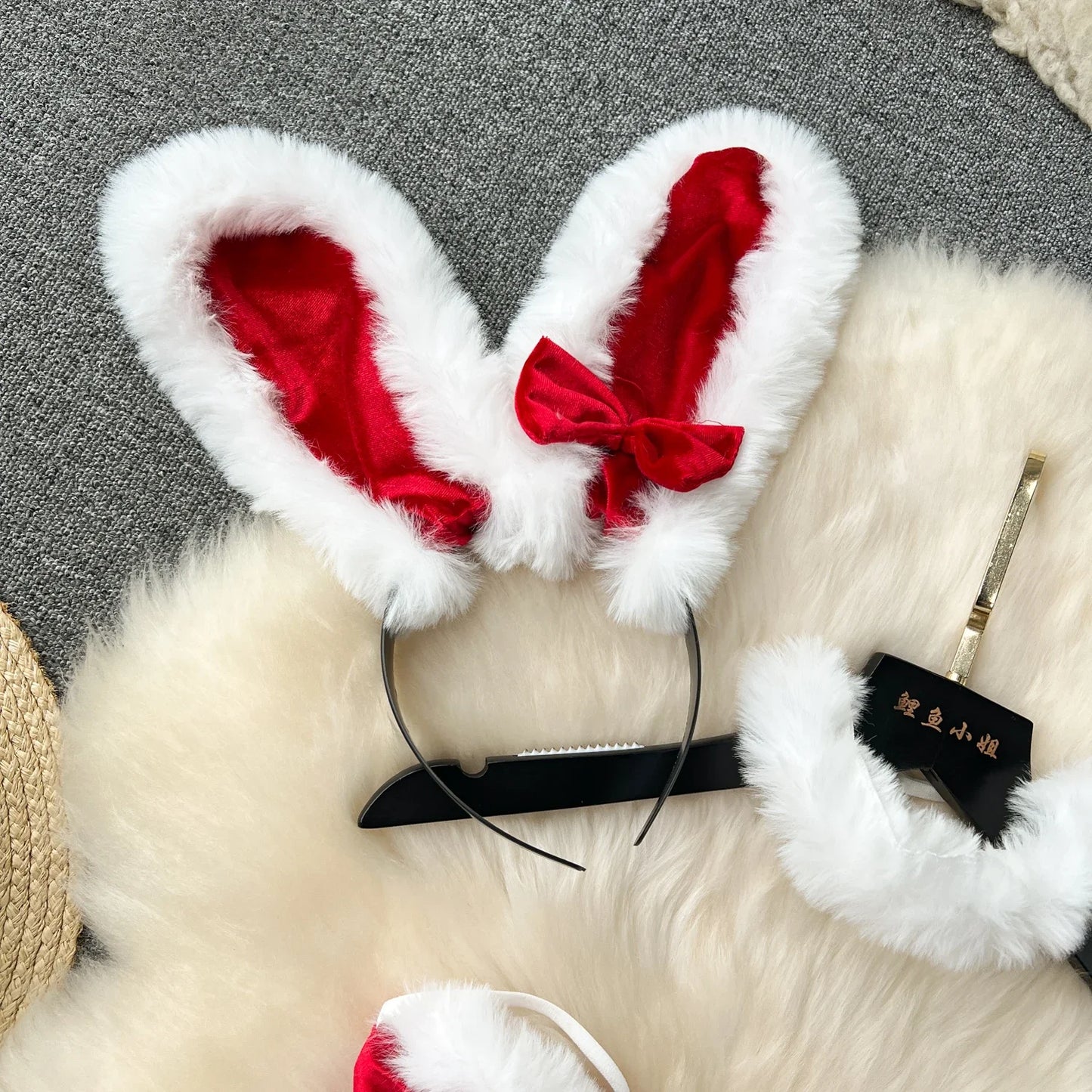 Women Sexy Christmas Velour Bra Brief Suits Fashion Intimate Lingerie 5 Piece Erotic Bras Thongs Outfits Underwear Sets