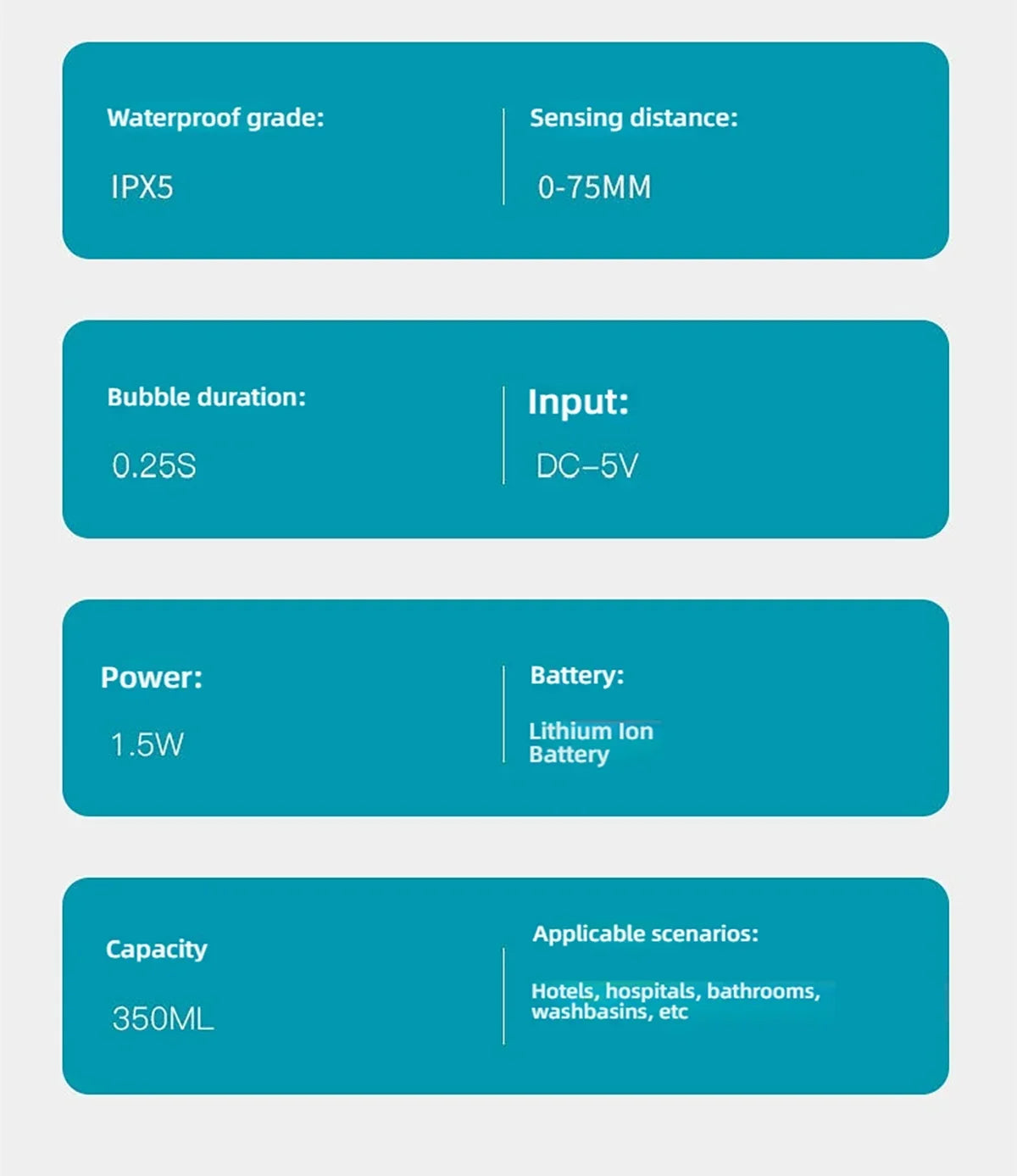 Waterproof Automatic Soap Dispenser 350ml Foaming Soap Dispenser Type C Rechargeable Electric  Adjustable Foam Soap Dispenser