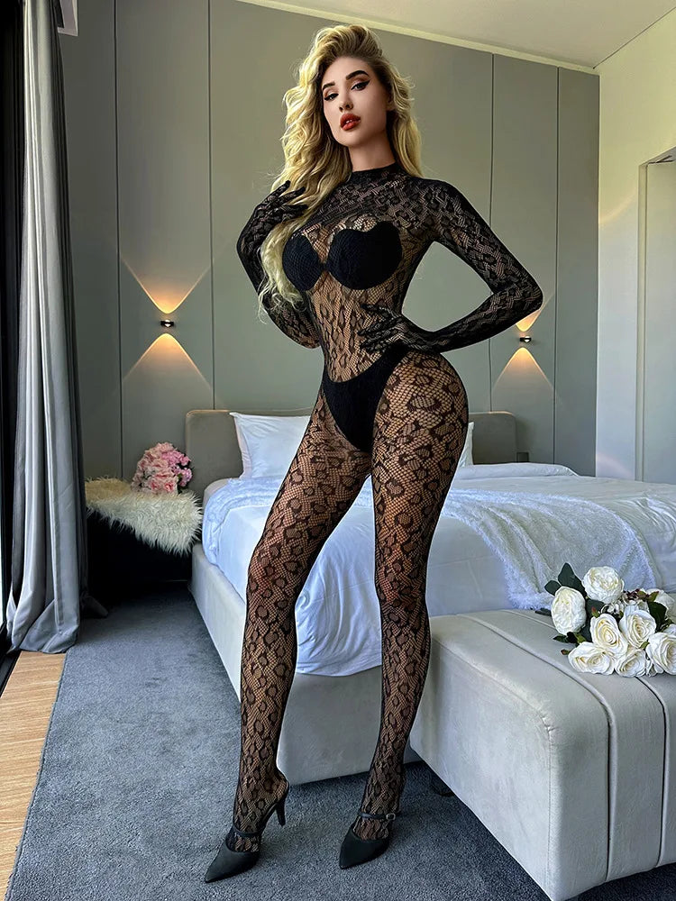 Women's Sexy Backless Jumpsuits Top See Through Full Sleeve Bodysuit  Fashion Rompers Activewear Party Nightclub Costume
