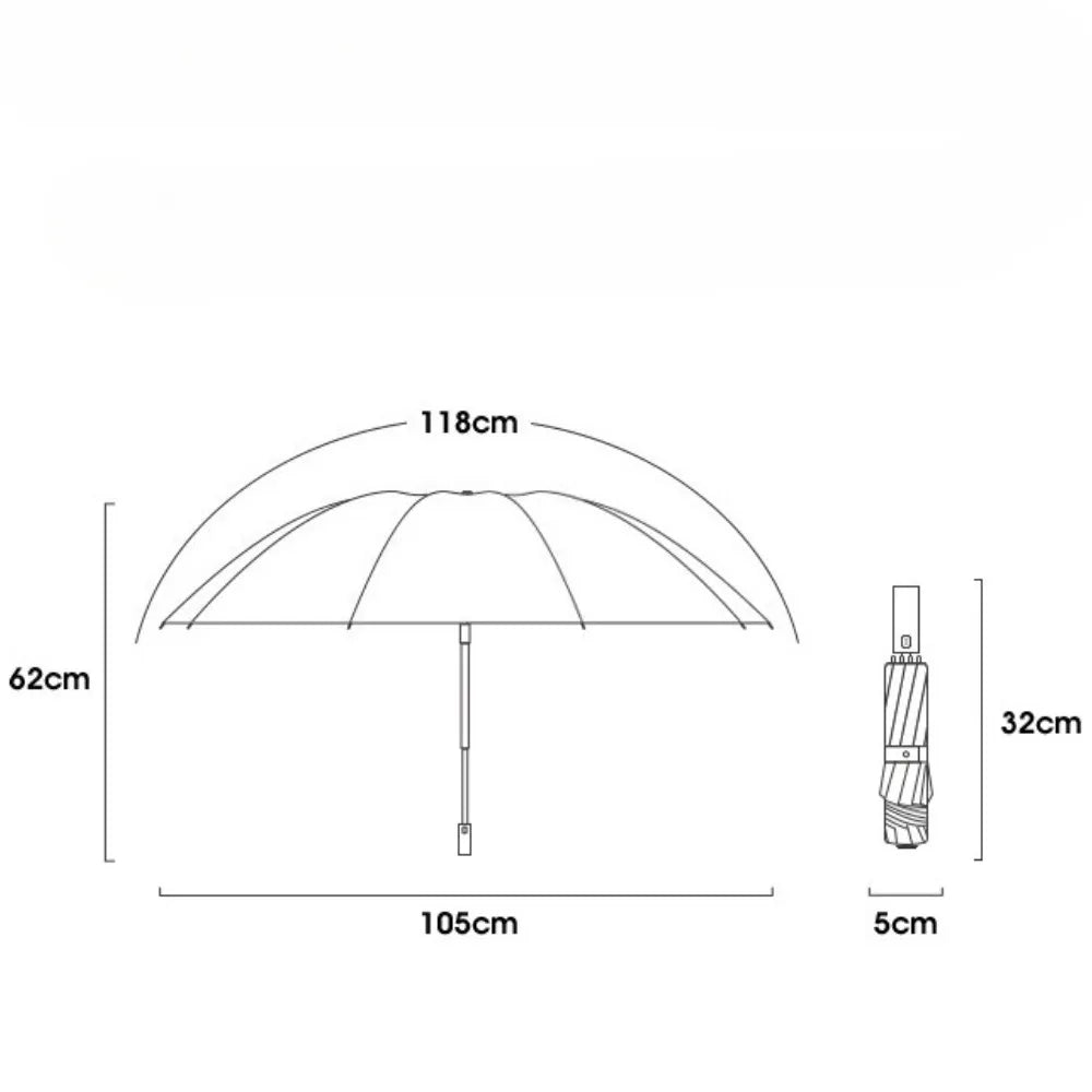 Folding Automatic Umbrella Business UV Protection Sunshade with Led Lighted Reinforced Wind Resistant and Waterproof Umbrella