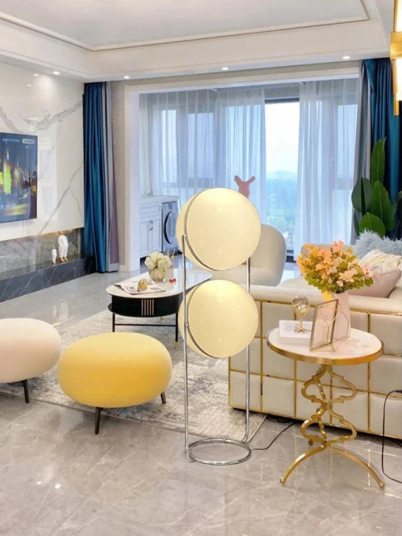 Garrault  Delord Floor Lamp Chrome Metal White Acrylic Ball Floor Light Living Room Hotel Room Sofa  Decoration Lamp
