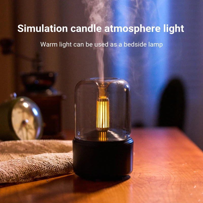 Candlelight Fire Flame Aromatherapy Essential oil Diffuser for Home Room Fragrance Ultrasonic  Air Humidifier USB Aroma Diffuser