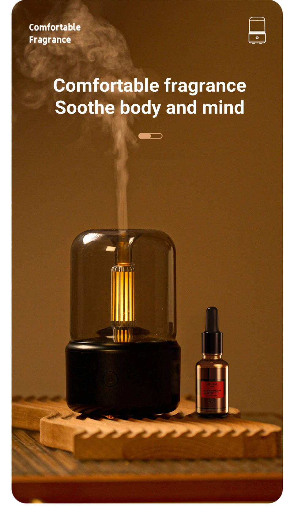 Candlelight Fire Flame Aromatherapy Essential oil Diffuser for Home Room Fragrance Ultrasonic  Air Humidifier USB Aroma Diffuser