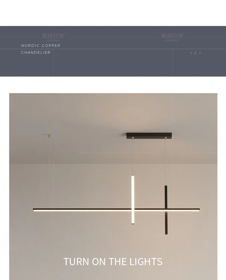 Modern Minimalist Led Chandelier Dimmable Black for Table Dining Room Kitchen Bar Pendant Lamp Lighting Suspension Design Luster