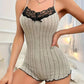 Summer Pajamas for Womens Onesies Sleepwear Fashion Back Bow Design Lace Splicing Bodysuit Loungerwear