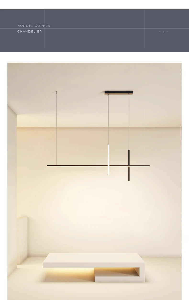 Modern Minimalist Led Chandelier Dimmable Black for Table Dining Room Kitchen Bar Pendant Lamp Lighting Suspension Design Luster