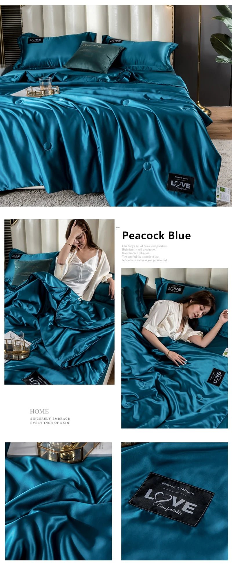 Summer Mulberry Silk Comforter Duvet Insert Luxury Natural Silk Blanket Satin Bedding Quilt Queen Single Double Twin Size Bed