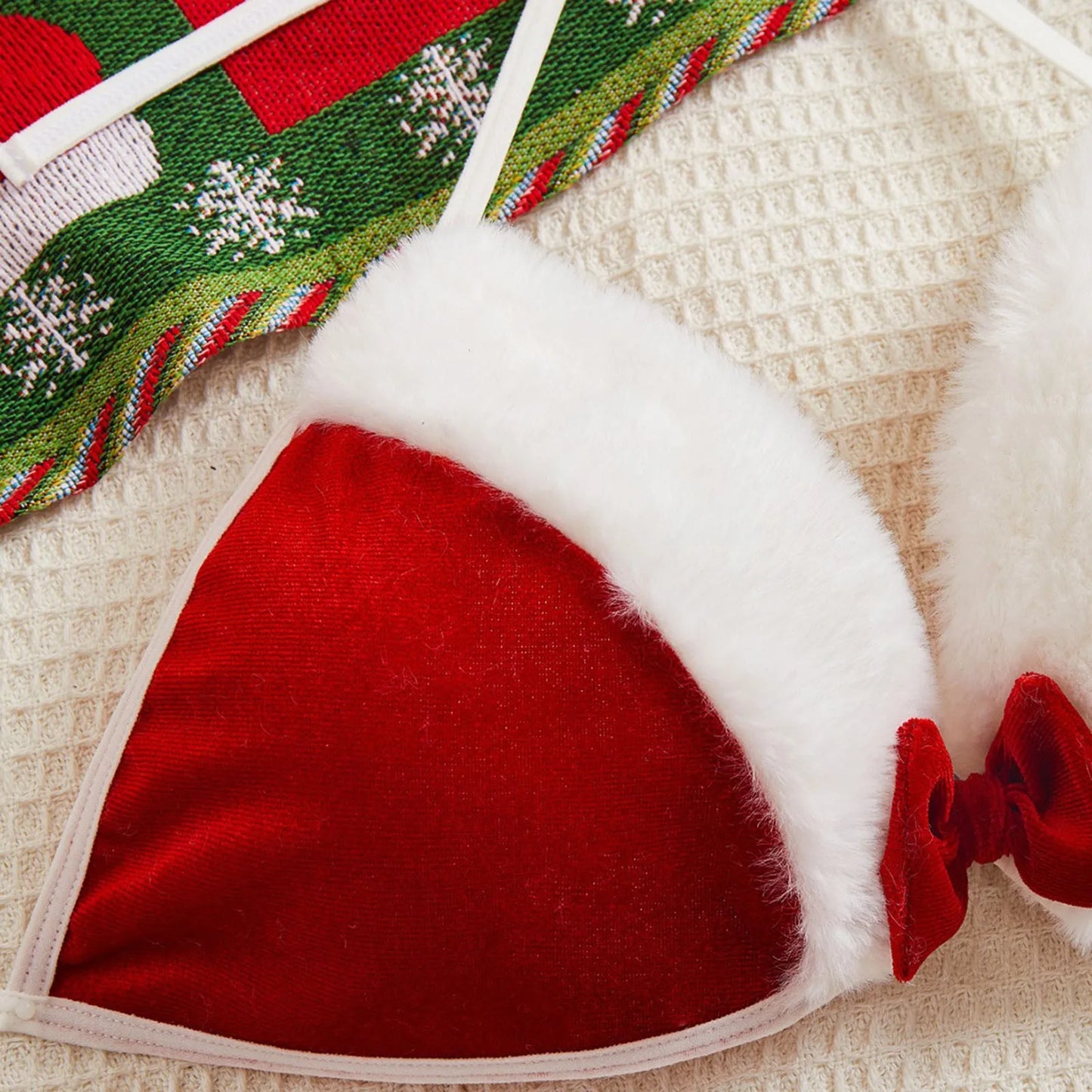 2025 Lace Embroidery Bra Set Sexy Christmas Lingerie Set For Women Santa Costume Velvet Xmas Christmas Bra And Exotic Lingerie