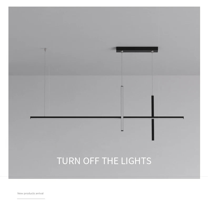 Modern Minimalist Led Chandelier Dimmable Black for Table Dining Room Kitchen Bar Pendant Lamp Lighting Suspension Design Luster