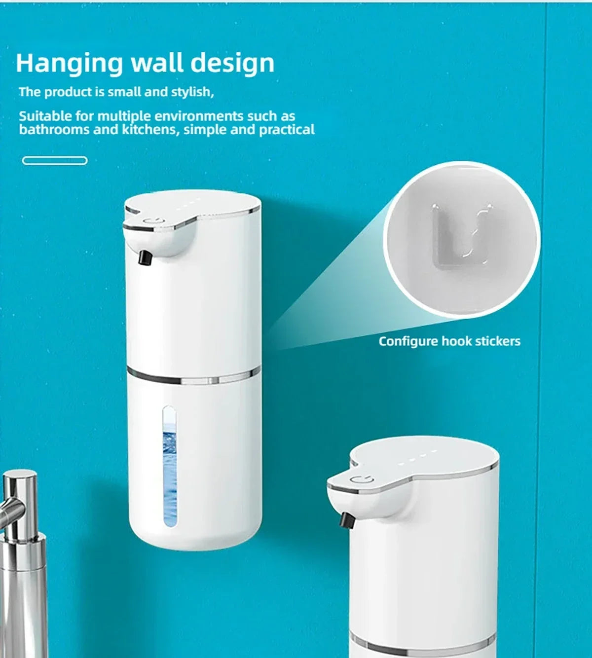 Waterproof Automatic Soap Dispenser 350ml Foaming Soap Dispenser Type C Rechargeable Electric  Adjustable Foam Soap Dispenser