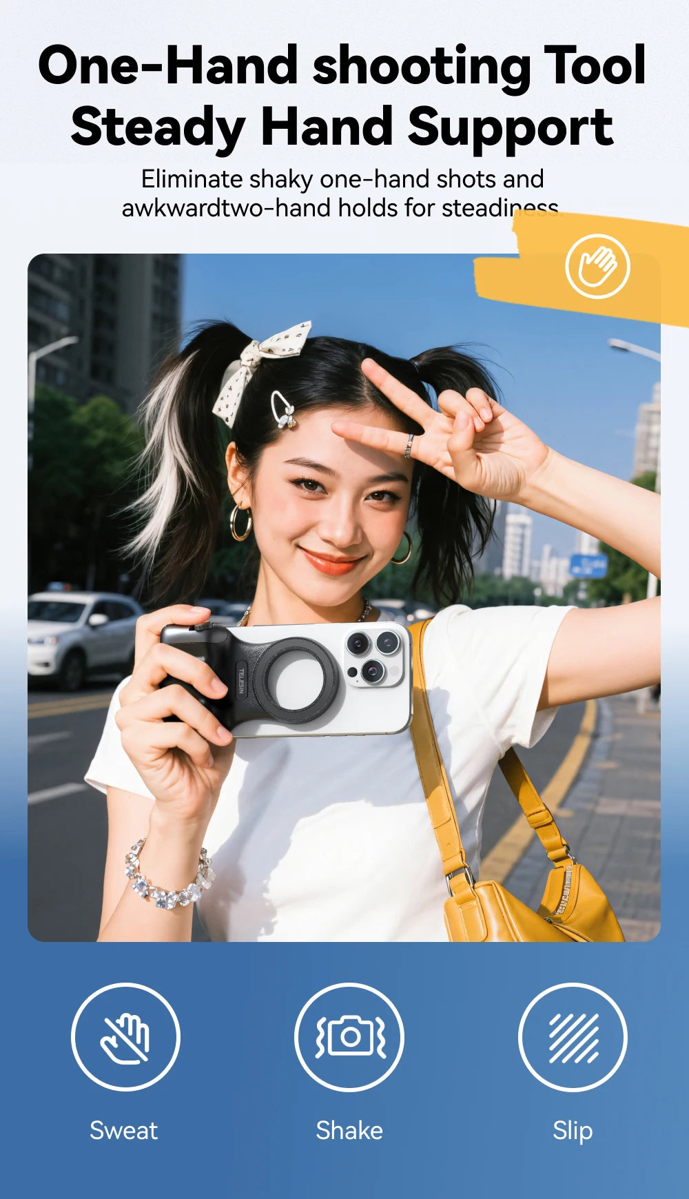 Magnetic Phone Camera Shoot Hand Grip Phone Holder Shooting Aid Remote Control Handle for Iphone HUAWEI SAMSUNG Phone