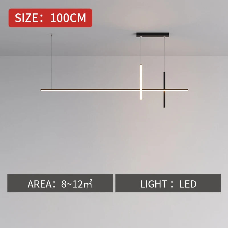 Modern Minimalist Led Chandelier Dimmable Black for Table Dining Room Kitchen Bar Pendant Lamp Lighting Suspension Design Luster