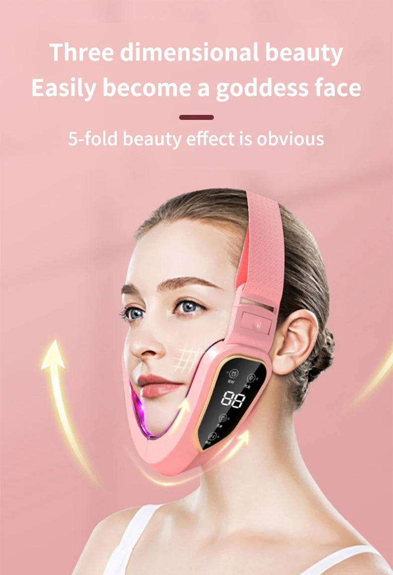 LED Photon Therapy Facial Slimming Vibration Massager Facial Lifting Device Facial Heated Double Chin V Face Vibration Massager