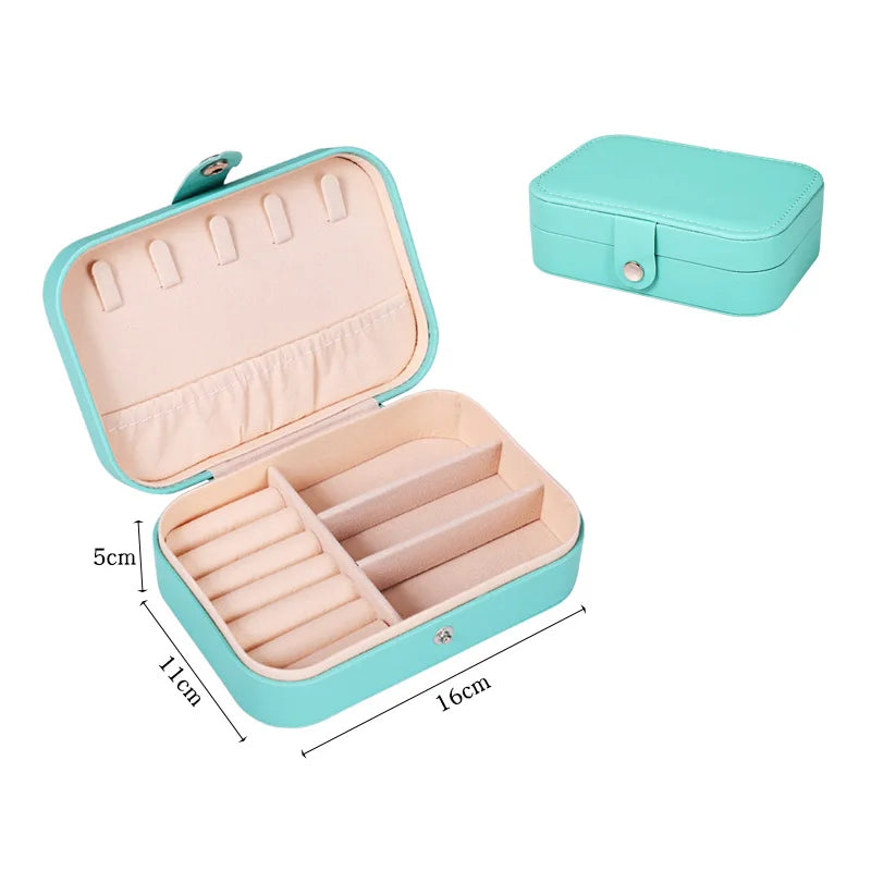 Portable Jewelry Box Jewelry Organizer Display Travel Jewelry Case Boxes Button Leather Storage Zipper Jewelers Joyero