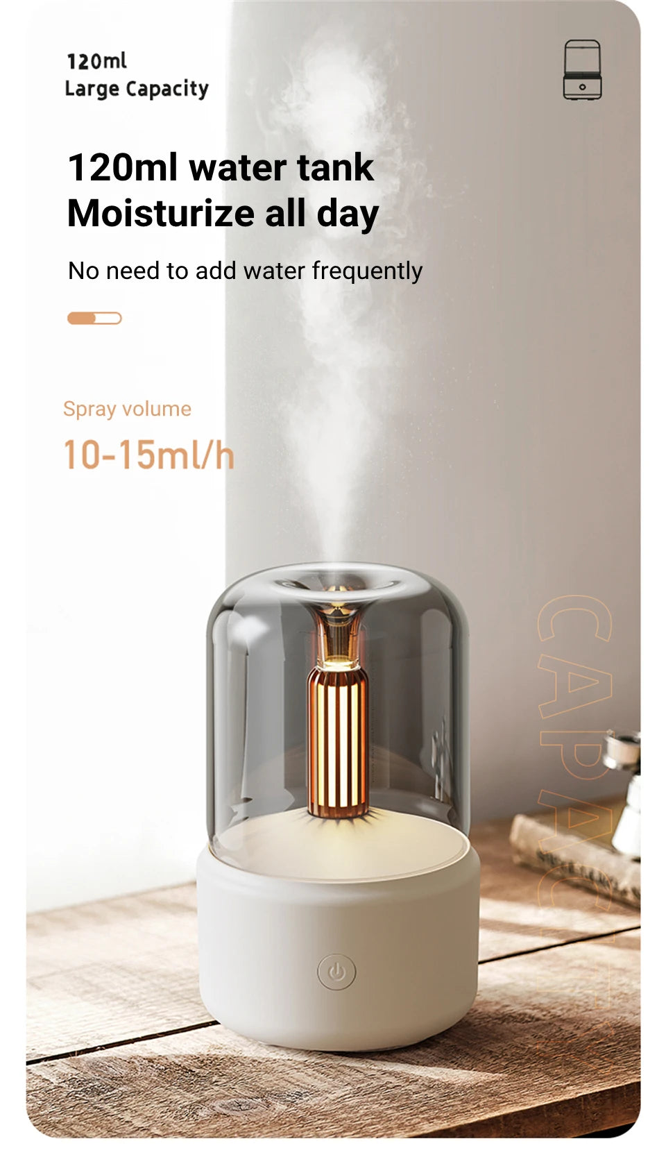 Candlelight Fire Flame Aromatherapy Essential oil Diffuser for Home Room Fragrance Ultrasonic  Air Humidifier USB Aroma Diffuser