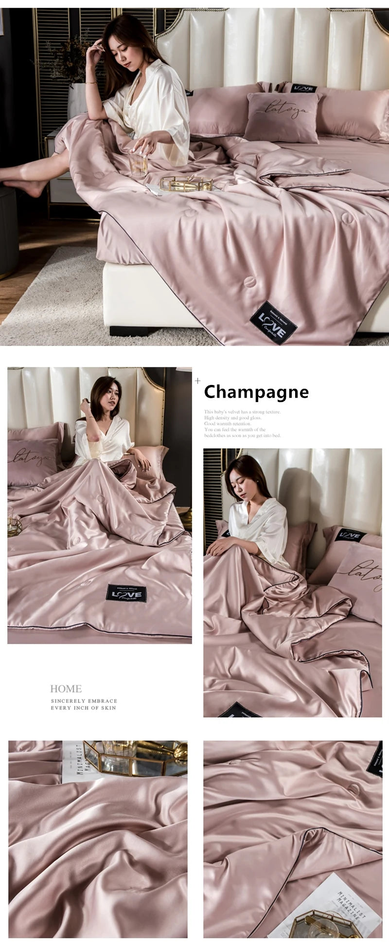 Summer Mulberry Silk Comforter Duvet Insert Luxury Natural Silk Blanket Satin Bedding Quilt Queen Single Double Twin Size Bed