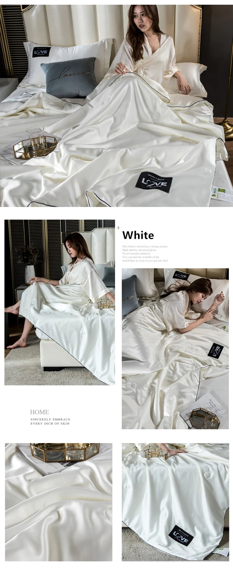 Summer Mulberry Silk Comforter Duvet Insert Luxury Natural Silk Blanket Satin Bedding Quilt Queen Single Double Twin Size Bed