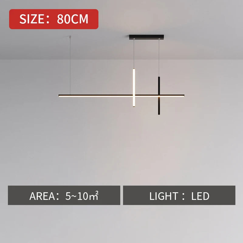 Modern Minimalist Led Chandelier Dimmable Black for Table Dining Room Kitchen Bar Pendant Lamp Lighting Suspension Design Luster