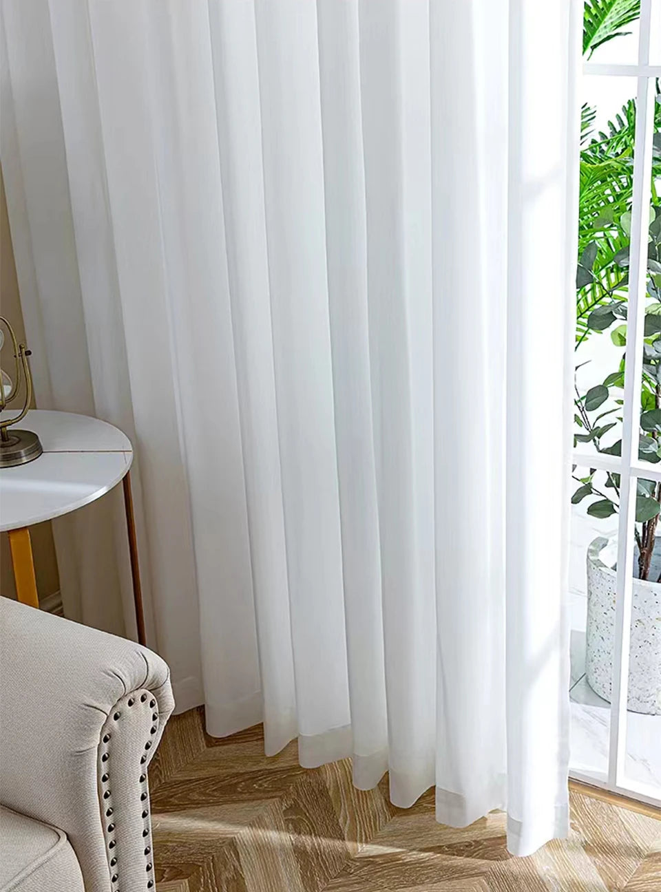 Asazal White Tulle High Quality Thick Yarn Luxury Chiffon Window Curtains For Bedroom Villa Opaque Drapes Living Room Decoration