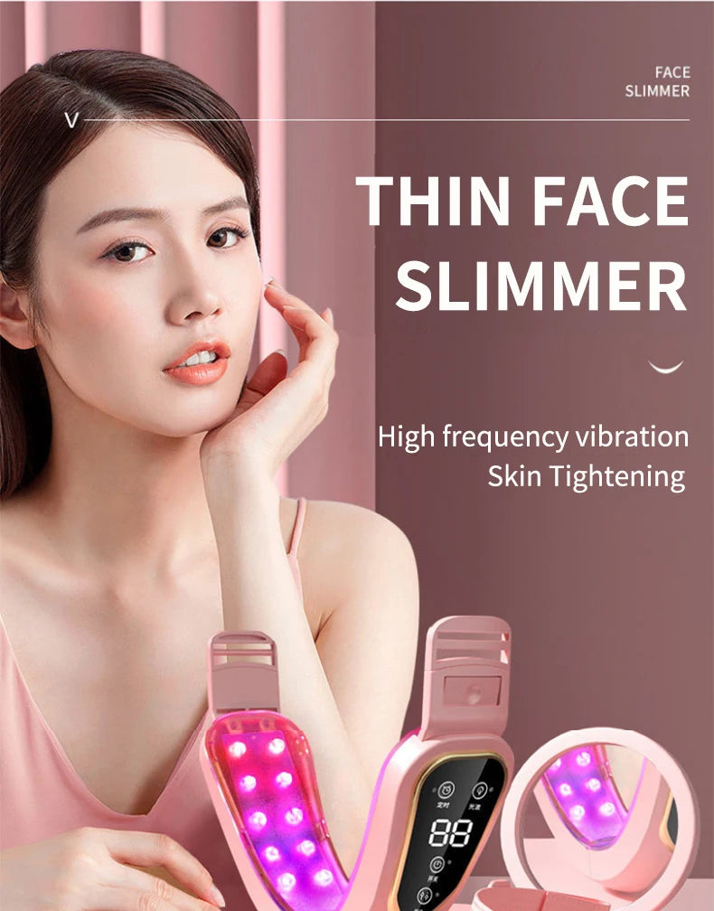 LED Photon Therapy Facial Slimming Vibration Massager Facial Lifting Device Facial Heated Double Chin V Face Vibration Massager