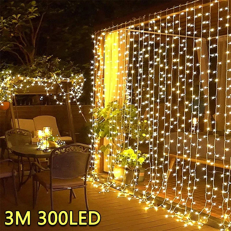 3M USB LED Curtain Garland – Fairy Lights for Christmas, Garden, and Events