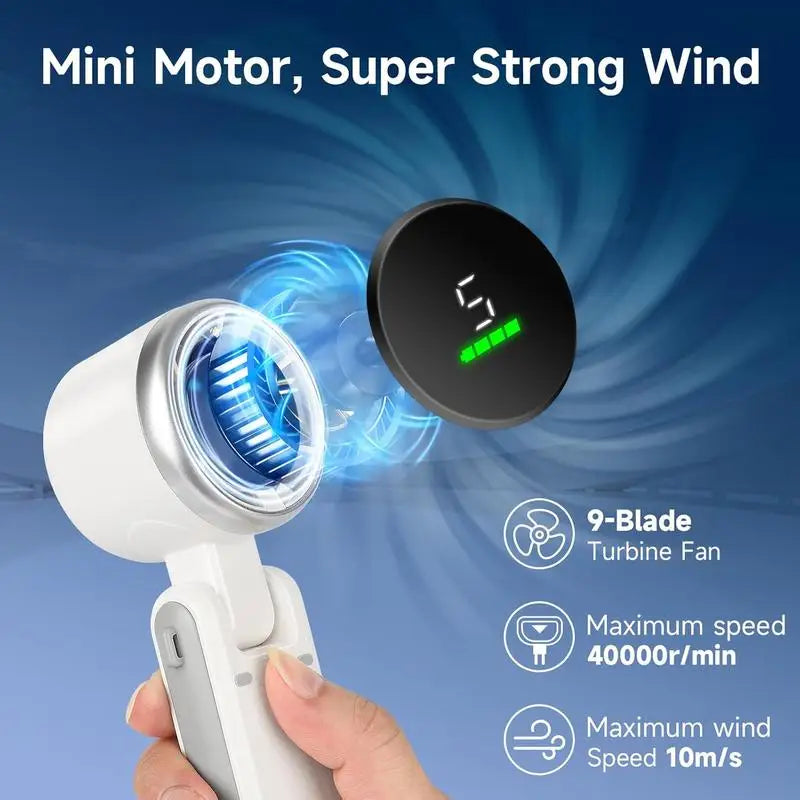 2025 Popular Portable Handheld Turbo Fan, 5 Gear Wind Hand Fan, Handheld Fan, Portable Mini Hand Fans, USB Rechargeable Turbo Fa