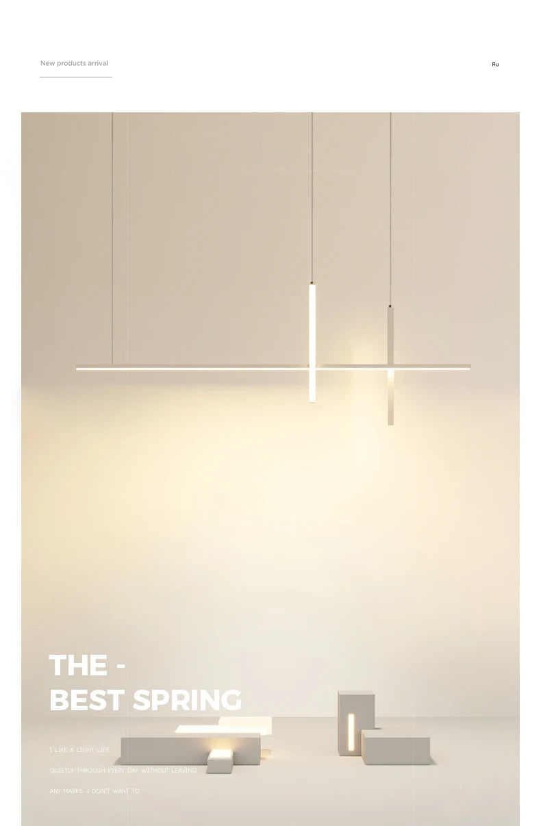 Modern Minimalist Led Chandelier Dimmable Black for Table Dining Room Kitchen Bar Pendant Lamp Lighting Suspension Design Luster