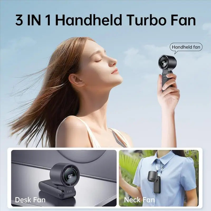 2025 Popular Portable Handheld Turbo Fan, 5 Gear Wind Hand Fan, Handheld Fan, Portable Mini Hand Fans, USB Rechargeable Turbo Fa
