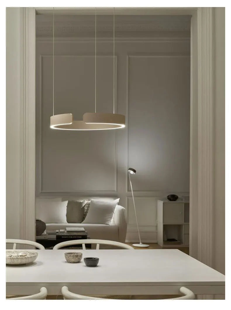 Nordic Led Ring Chandelier Modern Design Rose Gold Black White and Gold Lamp For Living Room Staircase Hotel Kitchen Bar Lights