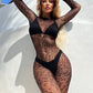 Women's Sexy Backless Jumpsuits Top See Through Full Sleeve Bodysuit  Fashion Rompers Activewear Party Nightclub Costume