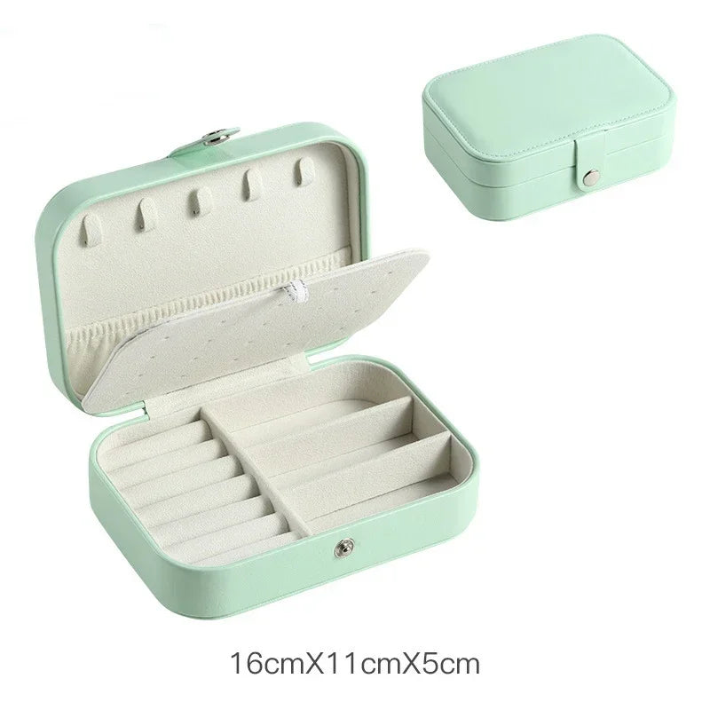 Portable Jewelry Box Jewelry Organizer Display Travel Jewelry Case Boxes Button Leather Storage Zipper Jewelers Joyero