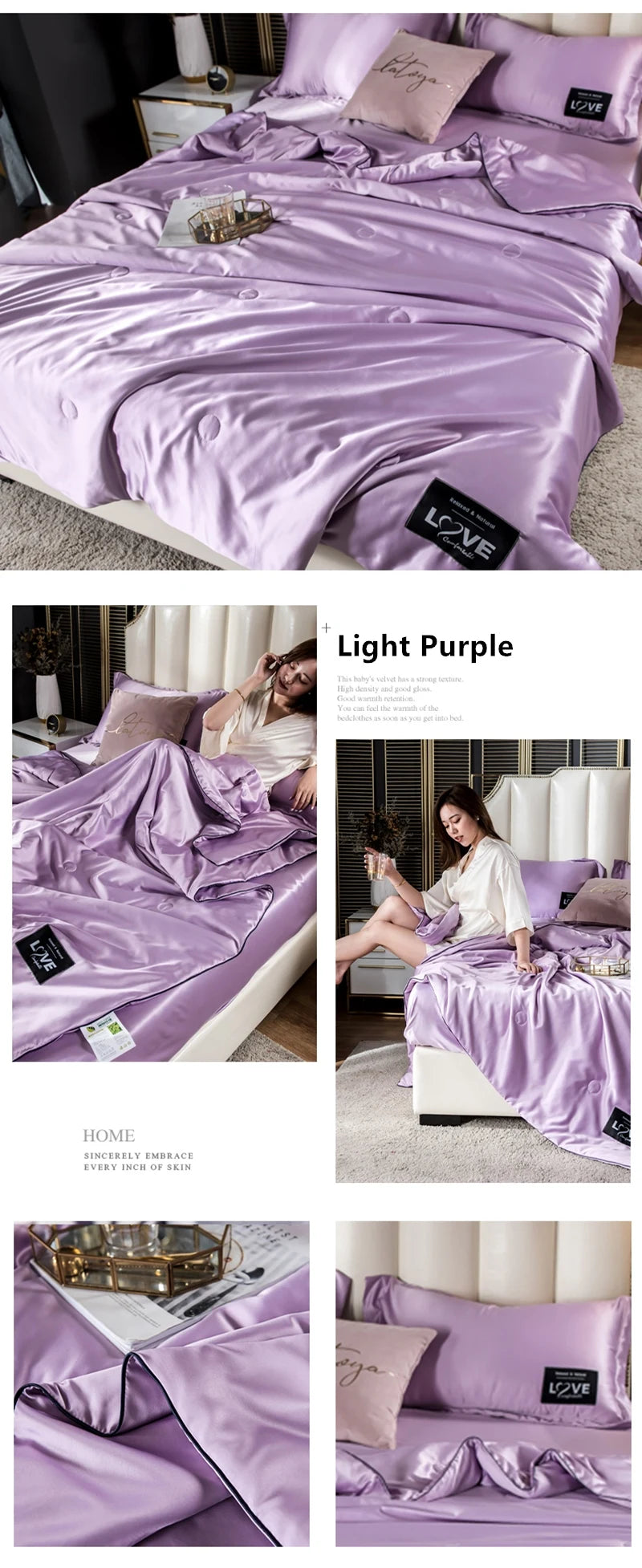 Summer Mulberry Silk Comforter Duvet Insert Luxury Natural Silk Blanket Satin Bedding Quilt Queen Single Double Twin Size Bed