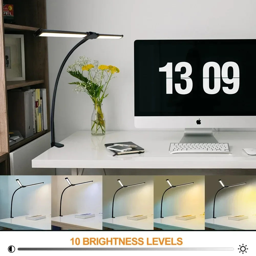 Double Single Head Led Clip Desk Lamp Dimmable Computer Table Lamps Monitor Light Architect Table Lamp for Office Reading Lights