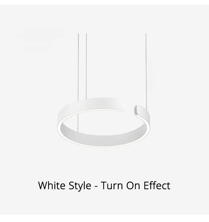 Nordic Led Ring Chandelier Modern Design Rose Gold Black White and Gold Lamp For Living Room Staircase Hotel Kitchen Bar Lights